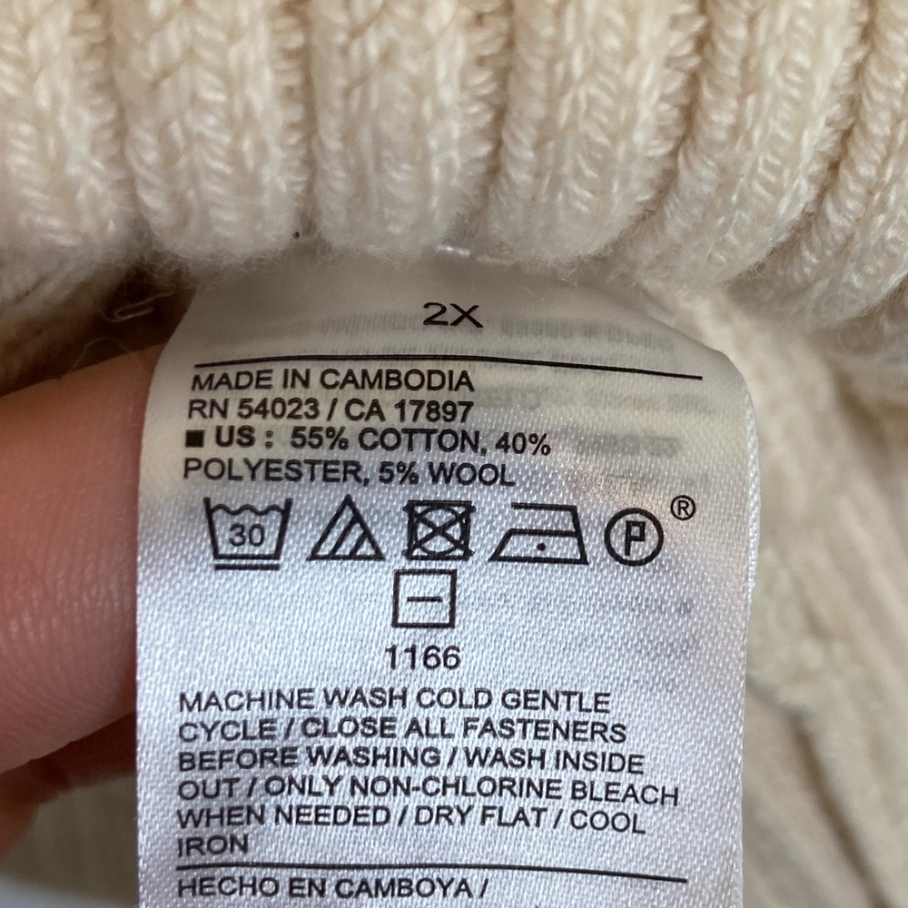 Old Navy Women's Ribbed Knit Buttoned‎ Cardigan Size 2X Cream Boho Accademia - Picture 11 of 11